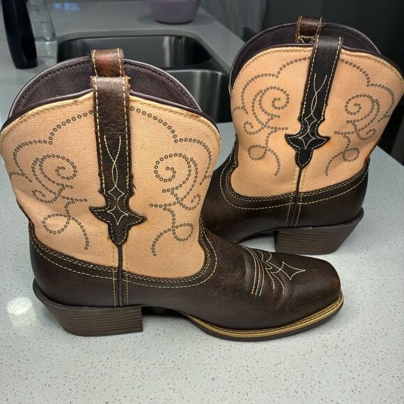Justin Gypsy L2949 Western Cowgirl Boots Brown Tan Square Toe Size 9.5B EUC - Picture 9 of 10